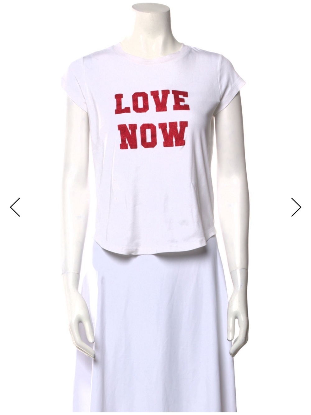 Zadig & Voltaire White Tee with Red "LOVE NOW" Print